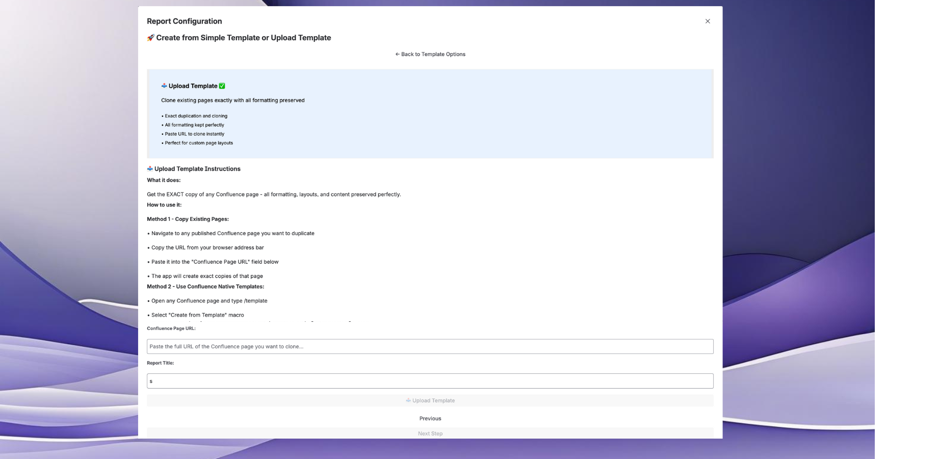 Upload Template Interface